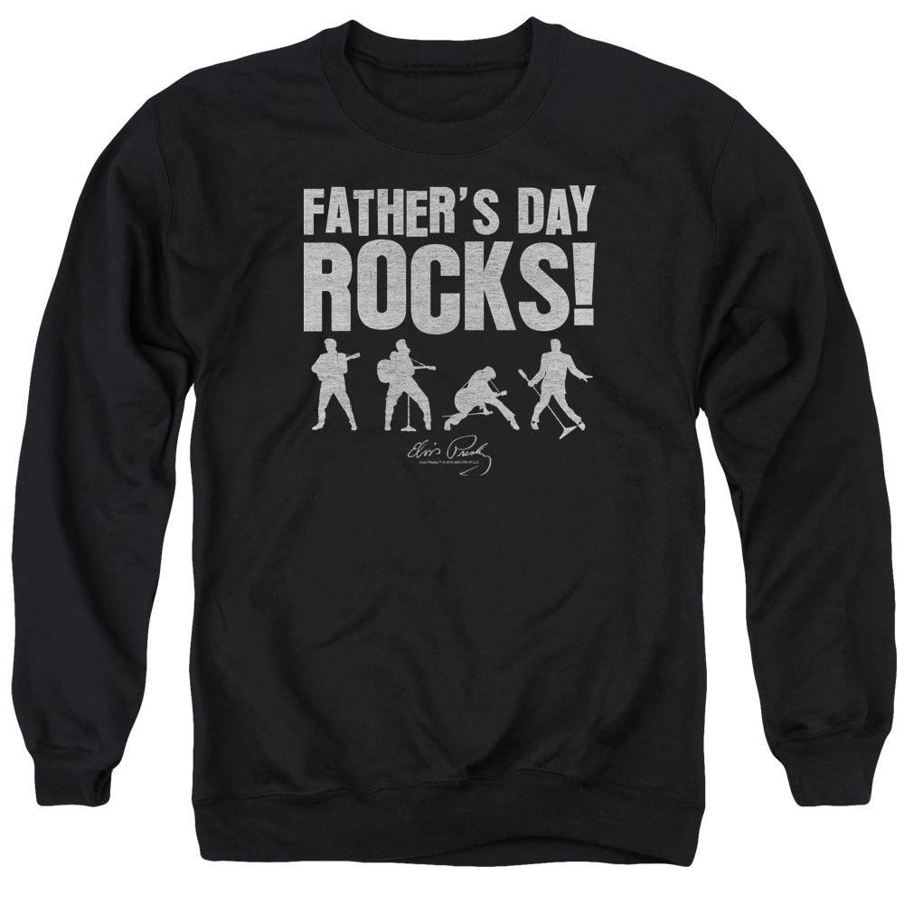 Elvis Presley Fathers Day Rocks Mens Crewneck Sweatshirt Black