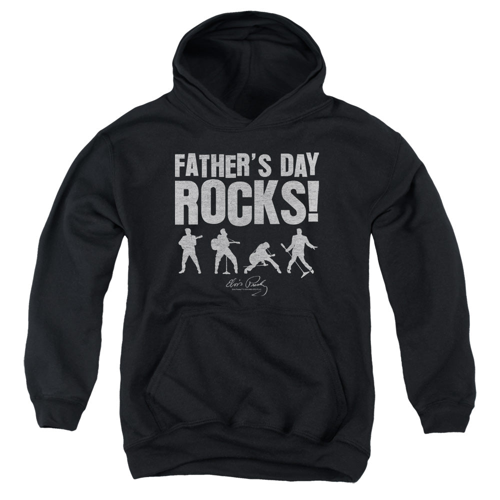 Elvis Presley Fathers Day Rocks Kids Youth Hoodie Black Officially Licensed