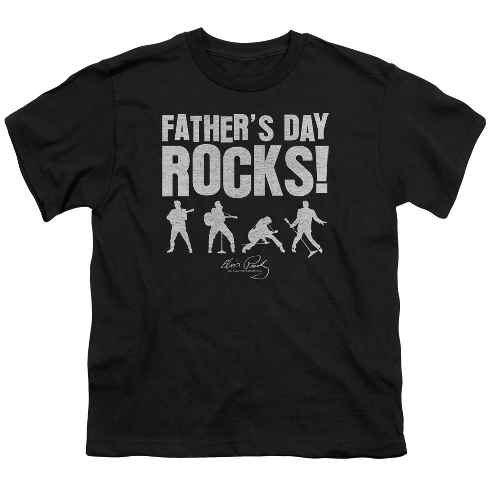 Elvis Presley Fathers Day Rocks Kids Youth T Shirt Black Officially Licensed