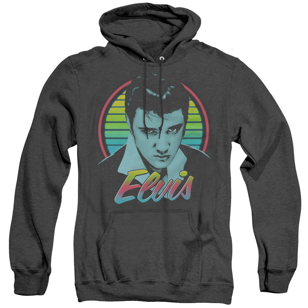 Elvis Presley Neon King Mens Heather Hoodie Black Officially Licensed