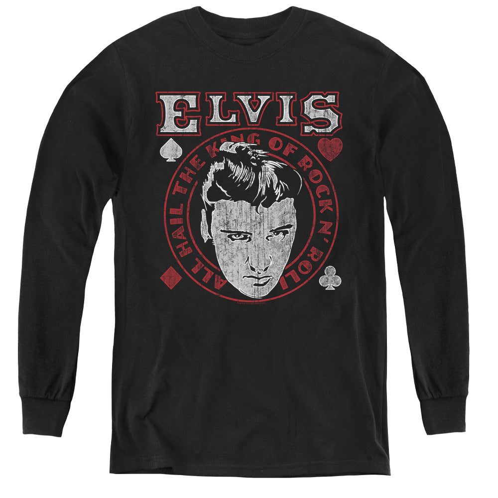 Elvis Presley Hail the King Long Sleeve Kids Youth T Shirt Black Officially Licensed