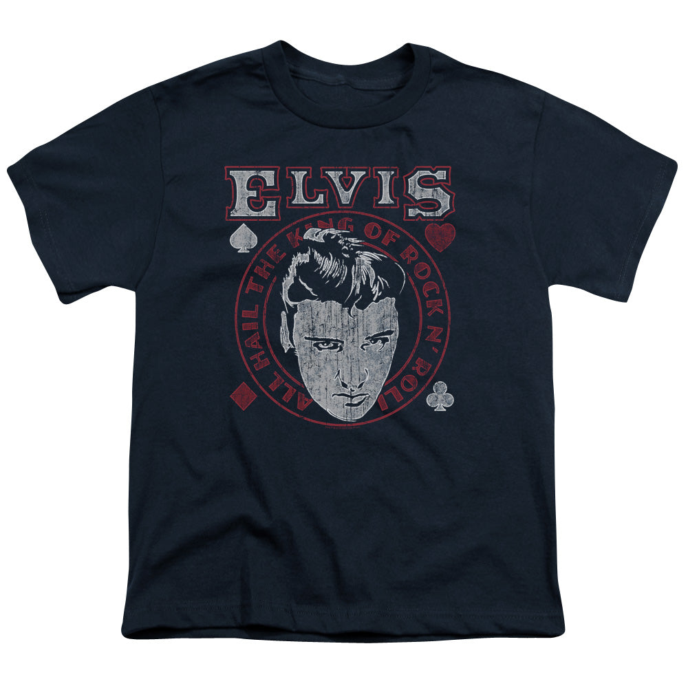 Elvis Presley Hail the King Kids Youth T Shirt Navy Blue Officially Licensed