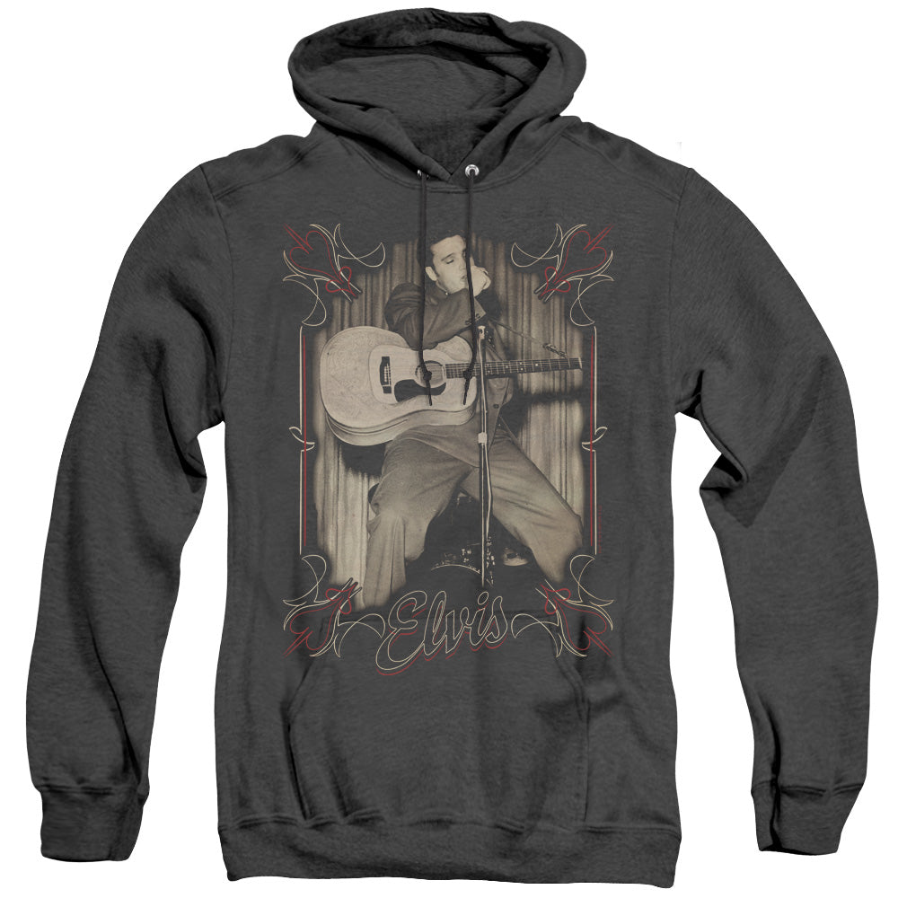 Elvis Presley Elvis Pinstripes Mens Heather Hoodie Black Officially Licensed