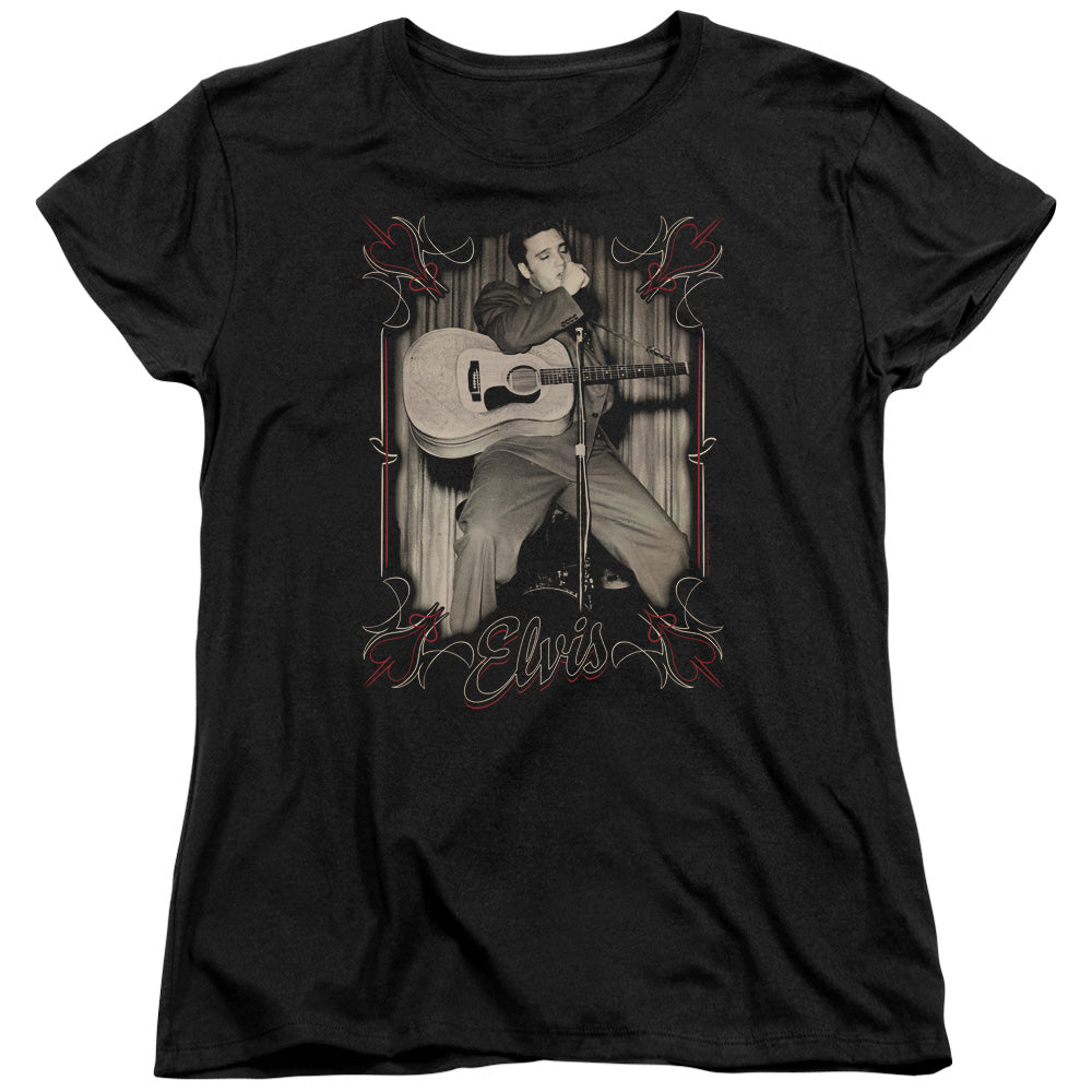 Elvis Presley Elvis Pinstripes Womens T Shirt Black Officially Licensed