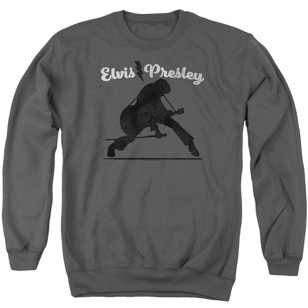 Elvis Presley Overprint Mens Crewneck Sweatshirt Charcoal