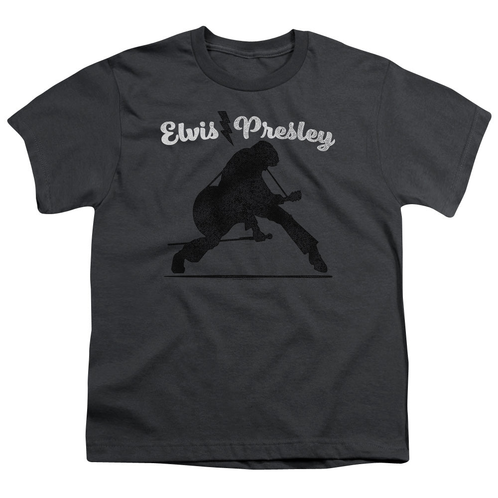 Elvis Presley Overprint Kids Youth T Shirt Charcoal Officially Licensed