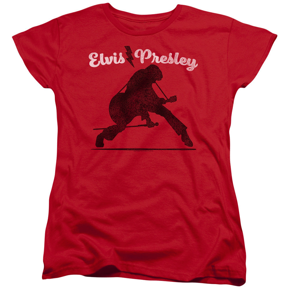 Elvis Presley Overprint Womens T Shirt Red Officially Licensed