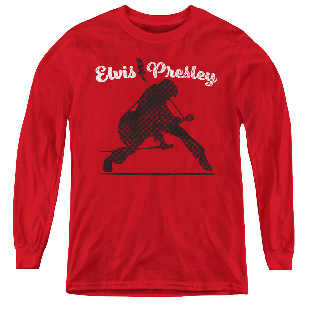 Elvis Presley Overprint Long Sleeve Kids Youth T Shirt Red Officially Licensed