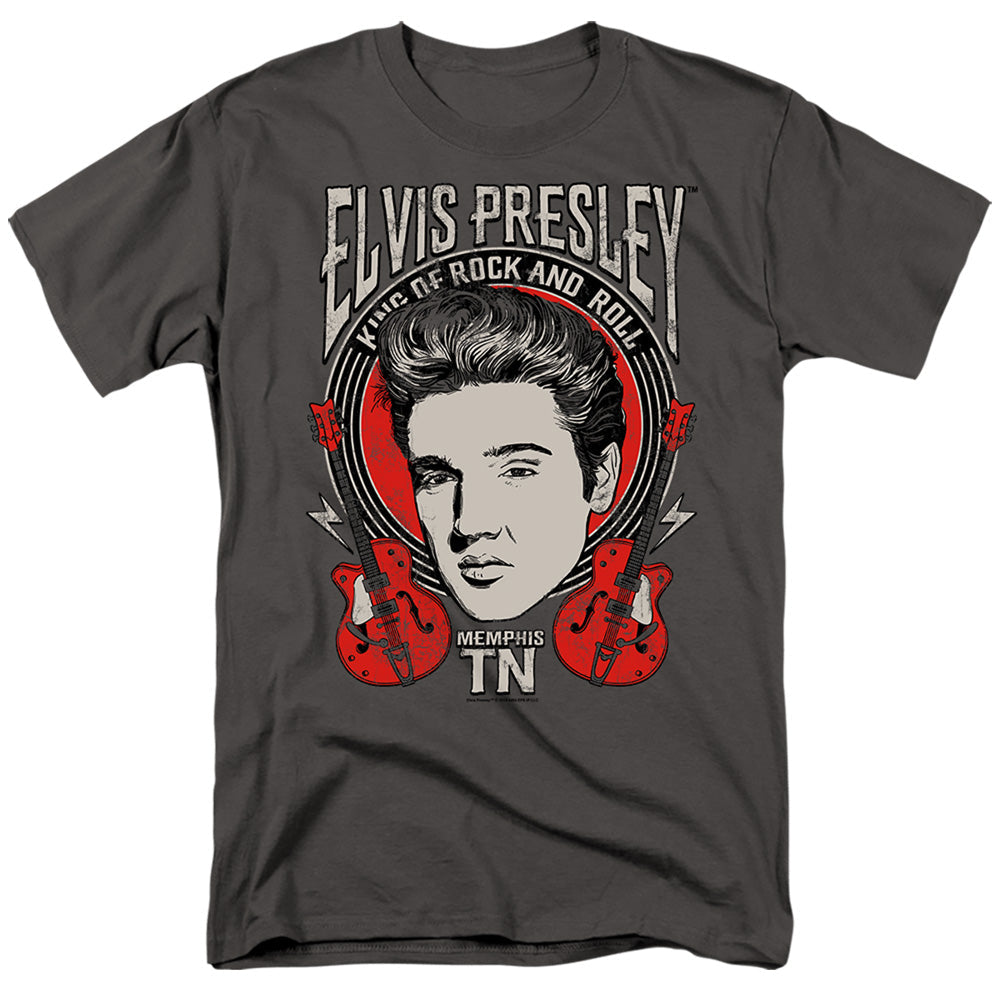Elvis Presley Elvis Rock Mens T Shirt Charcoal Officially Licensed