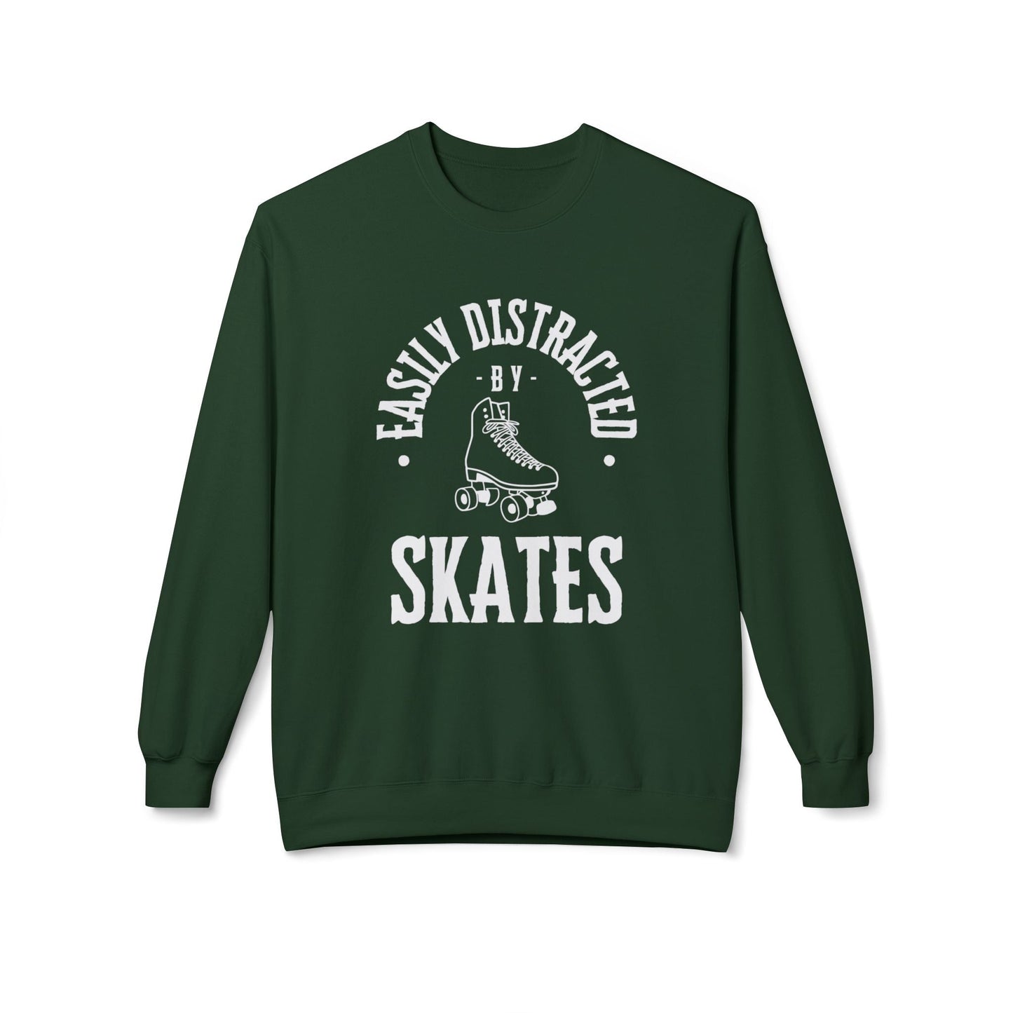 Easily Distracted by Skates Unisex Fleece Crewneck Sweatshirt