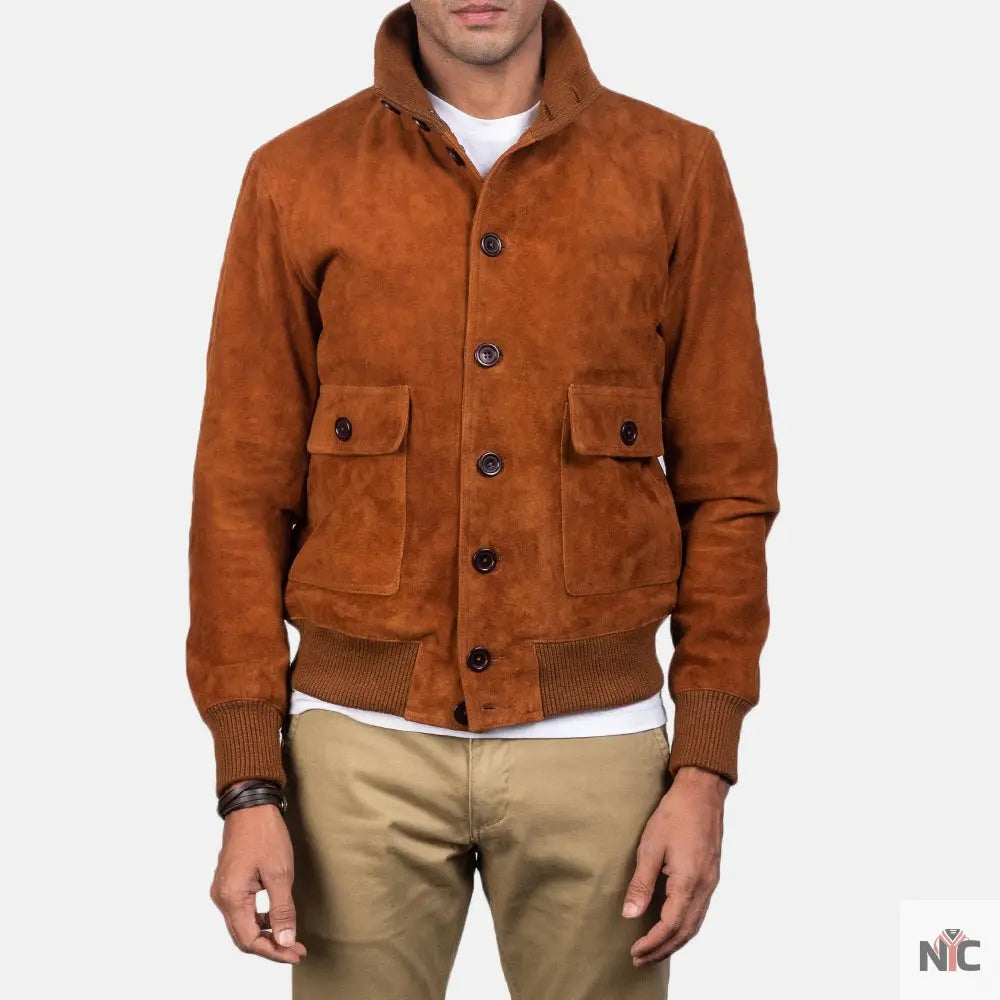 Eaton Brown Suede Bomber Jacket
