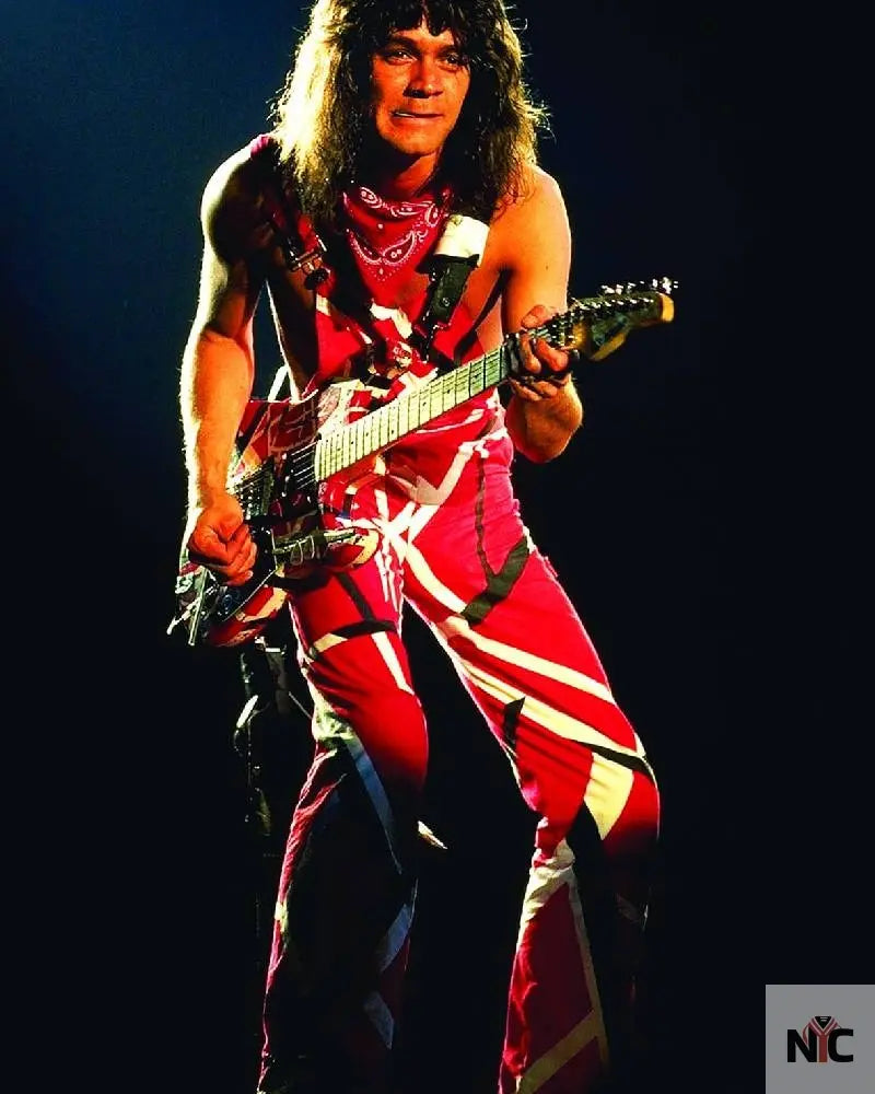 Eddie Van Halen Red and Black Jumpsuit
