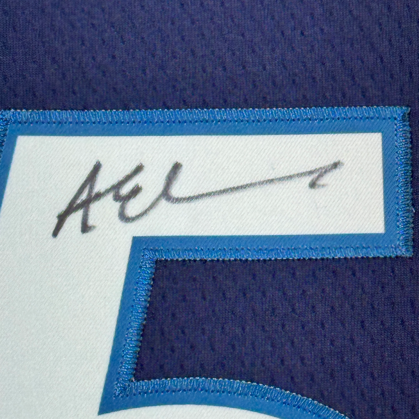 Framed Autographed/Signed Anthony Edwards 35x39 Minnesota Blue Basketball Jersey Beckett BAS COA