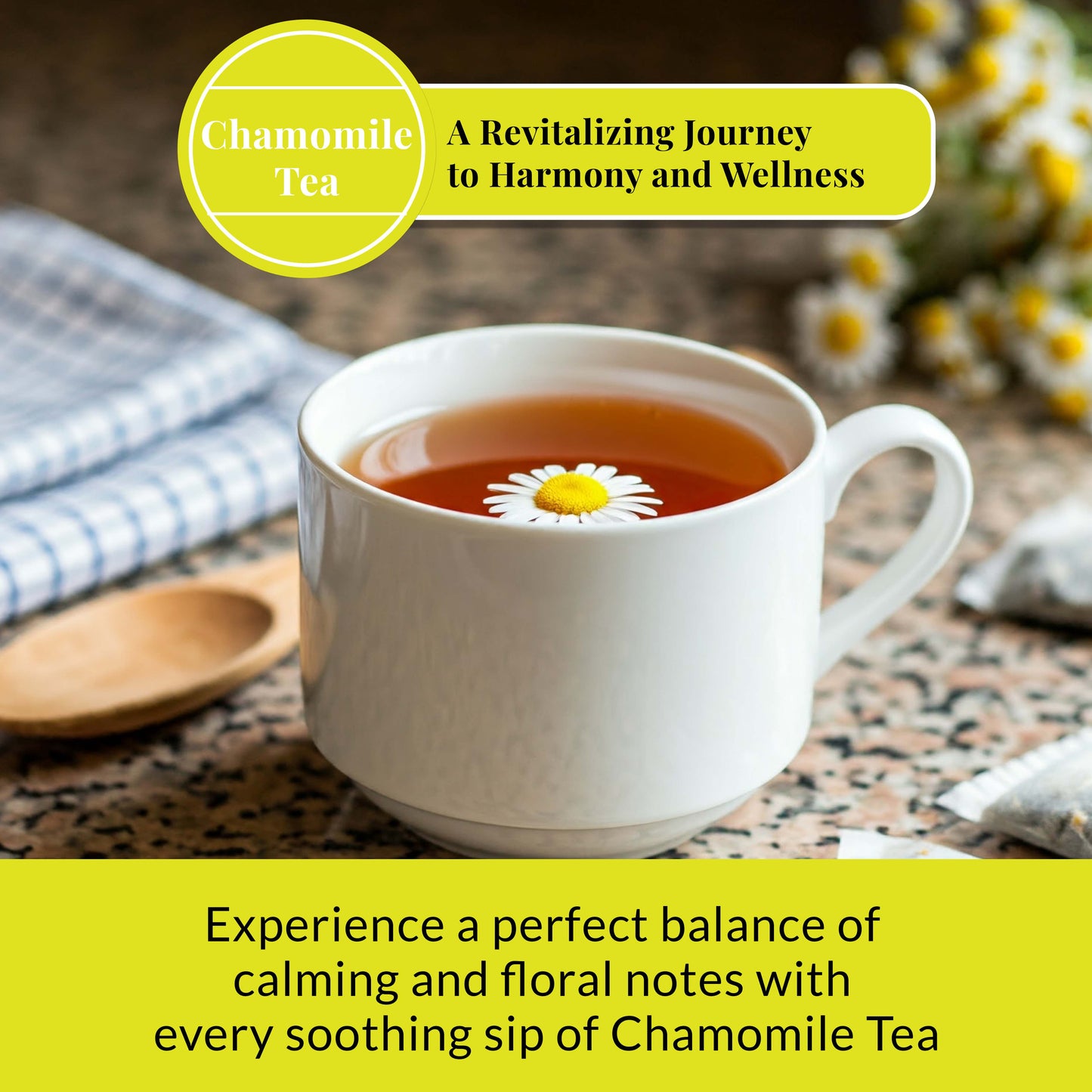 Akshit 75 Chamomile Tea Bags, Te de Manzanilla, - Pure Manzanilla Flowers, Caffeine Free