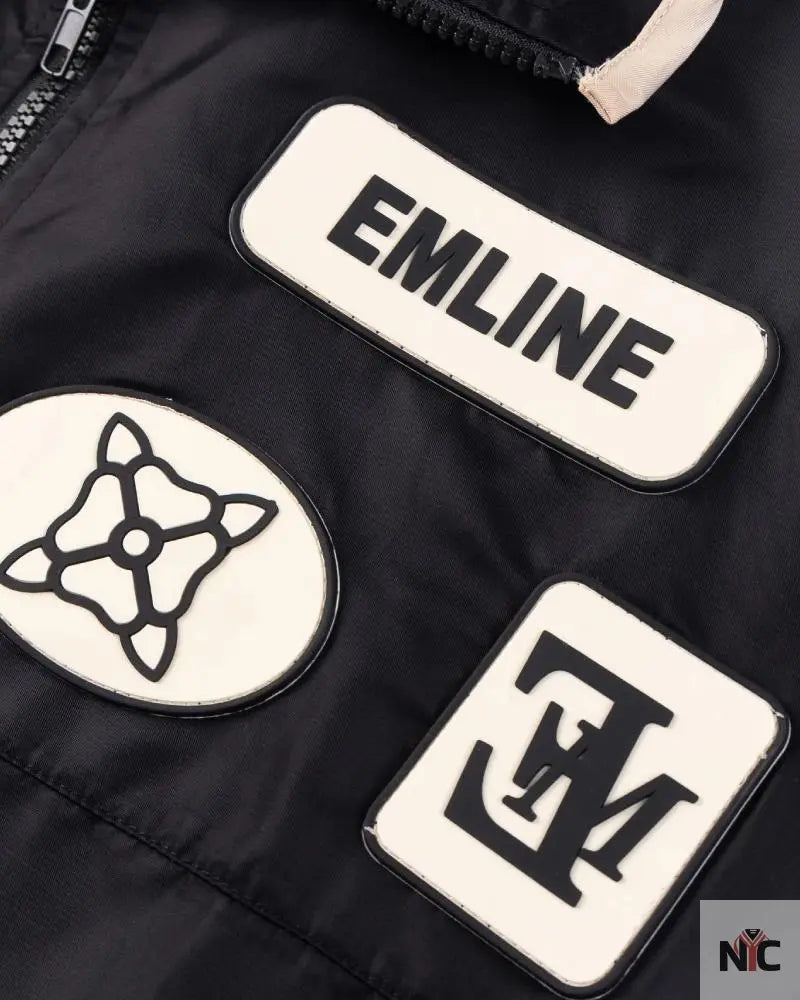 Emline Satin Windbreaker Top Black & Cream