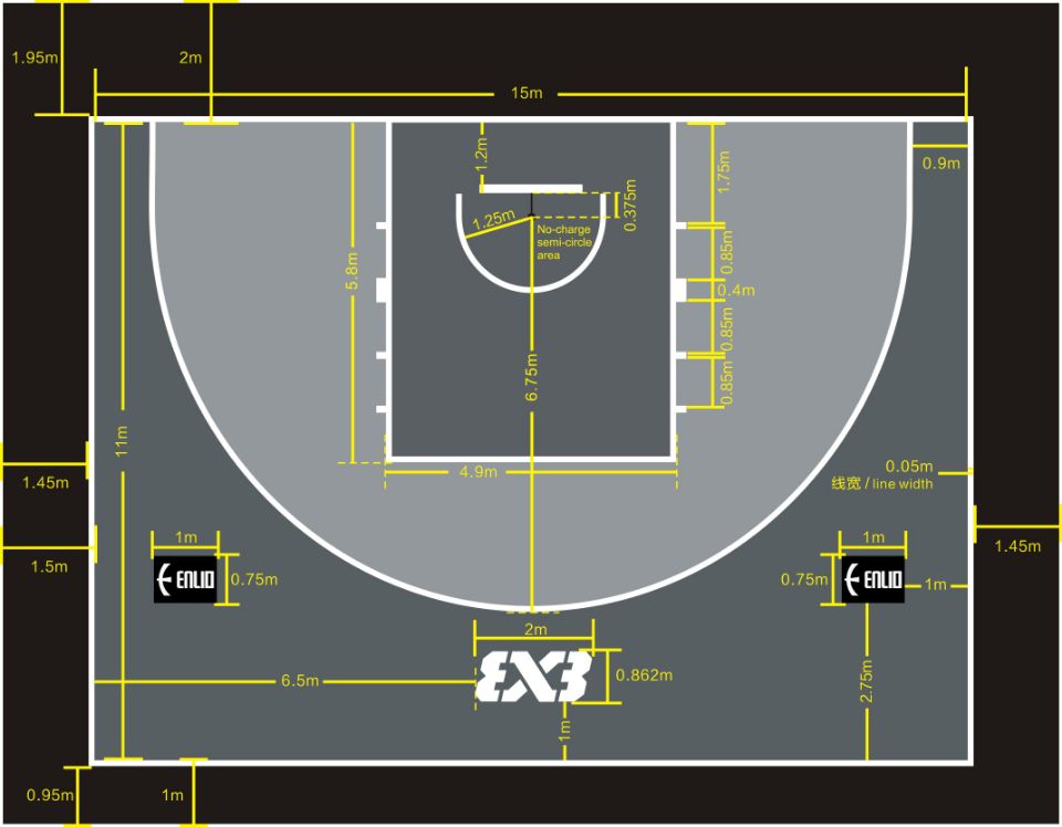Enlio Official FIBA 3X3 Basketball Court