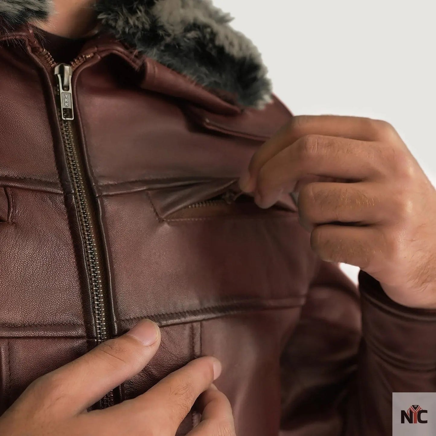 Evan Hart Fur Brown Leather Jacket