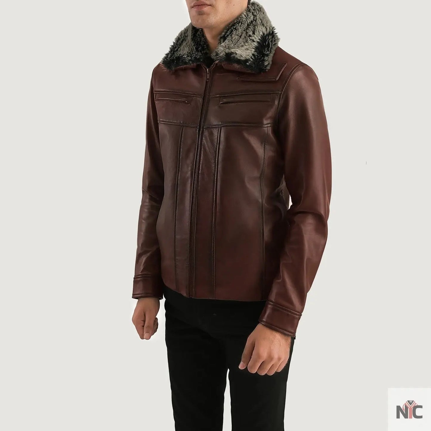 Evan Hart Fur Brown Leather Jacket
