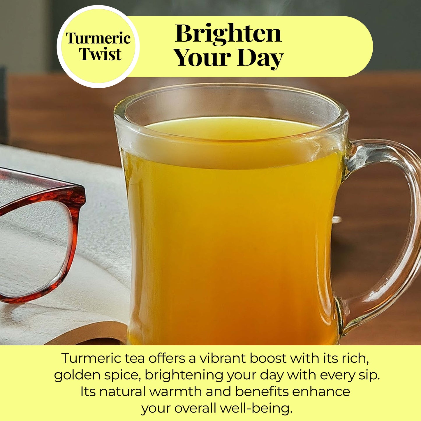 Akshit 75 Natural Turmeric Tea Bags,Turmeric Black Pepper Tea Blend, Te De Curcuma, Pure Tumeric Tea blend, Caffeine Free Herbal Tea, Non-Gmo. Pack of 1