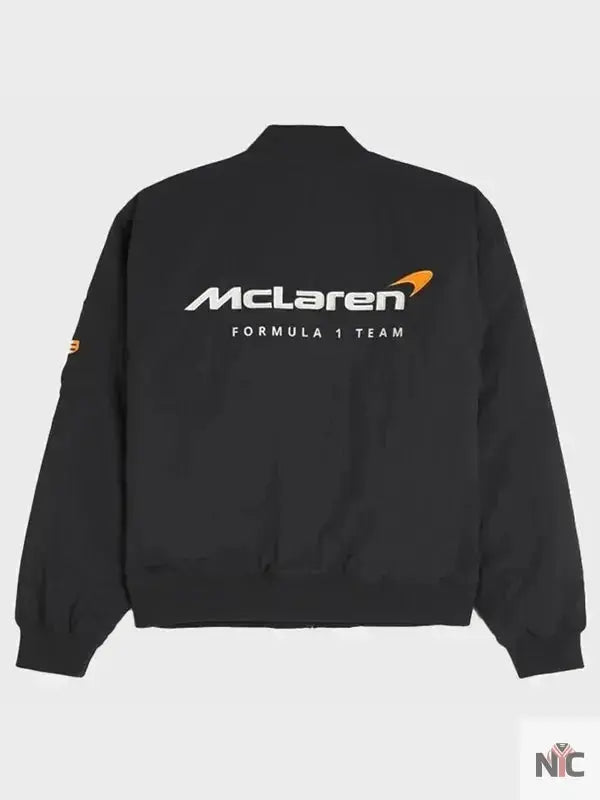 F1 McLaren Black Satin Bomber Jacket