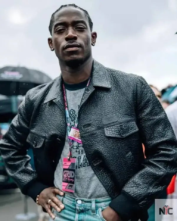 F1 Movie Damson Idris Black Leather Jacket