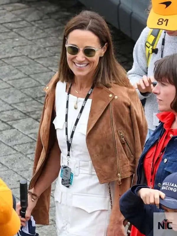 F1 Pippa Middleton Brown Leather Jacket