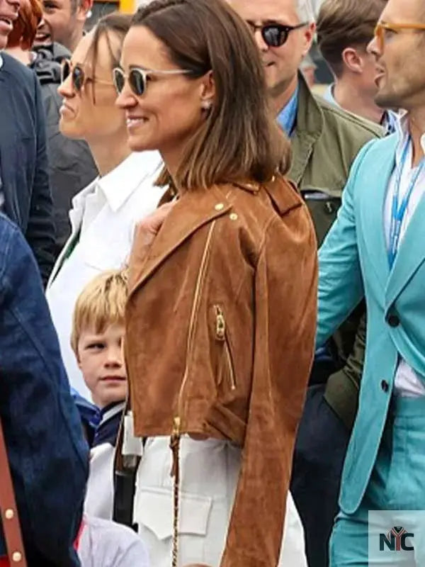 F1 Pippa Middleton Brown Leather Jacket