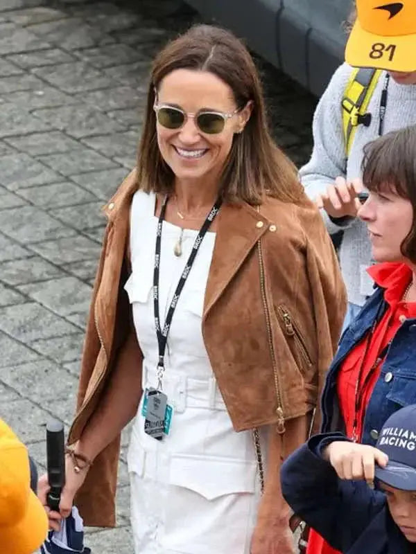 F1 Pippa Middleton Brown Leather Jacket