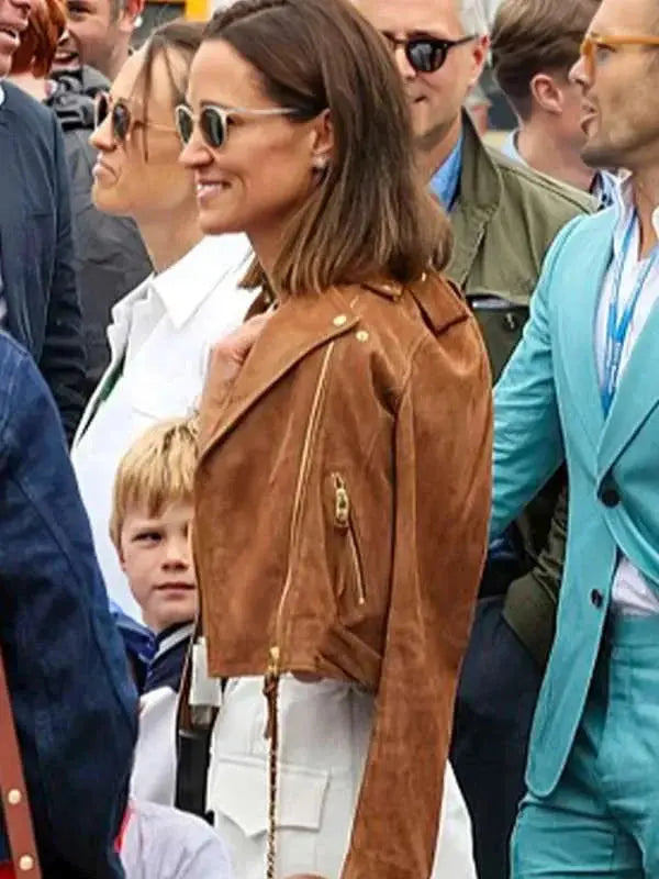 F1 Pippa Middleton Brown Leather Jacket