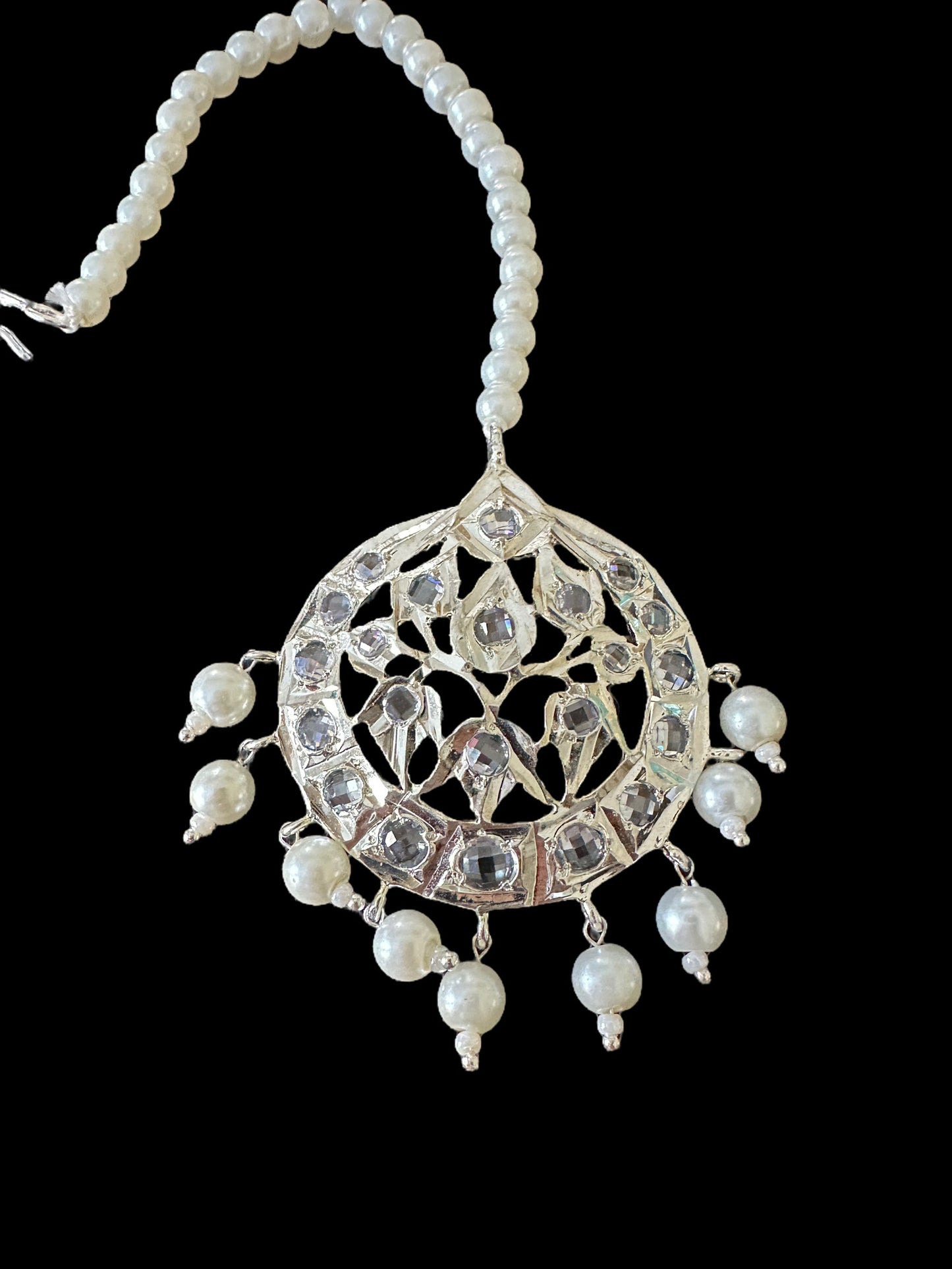 DJTK209 Insia silver plated  tika In pearls    ( SHIPS IN 2 WEEKS )