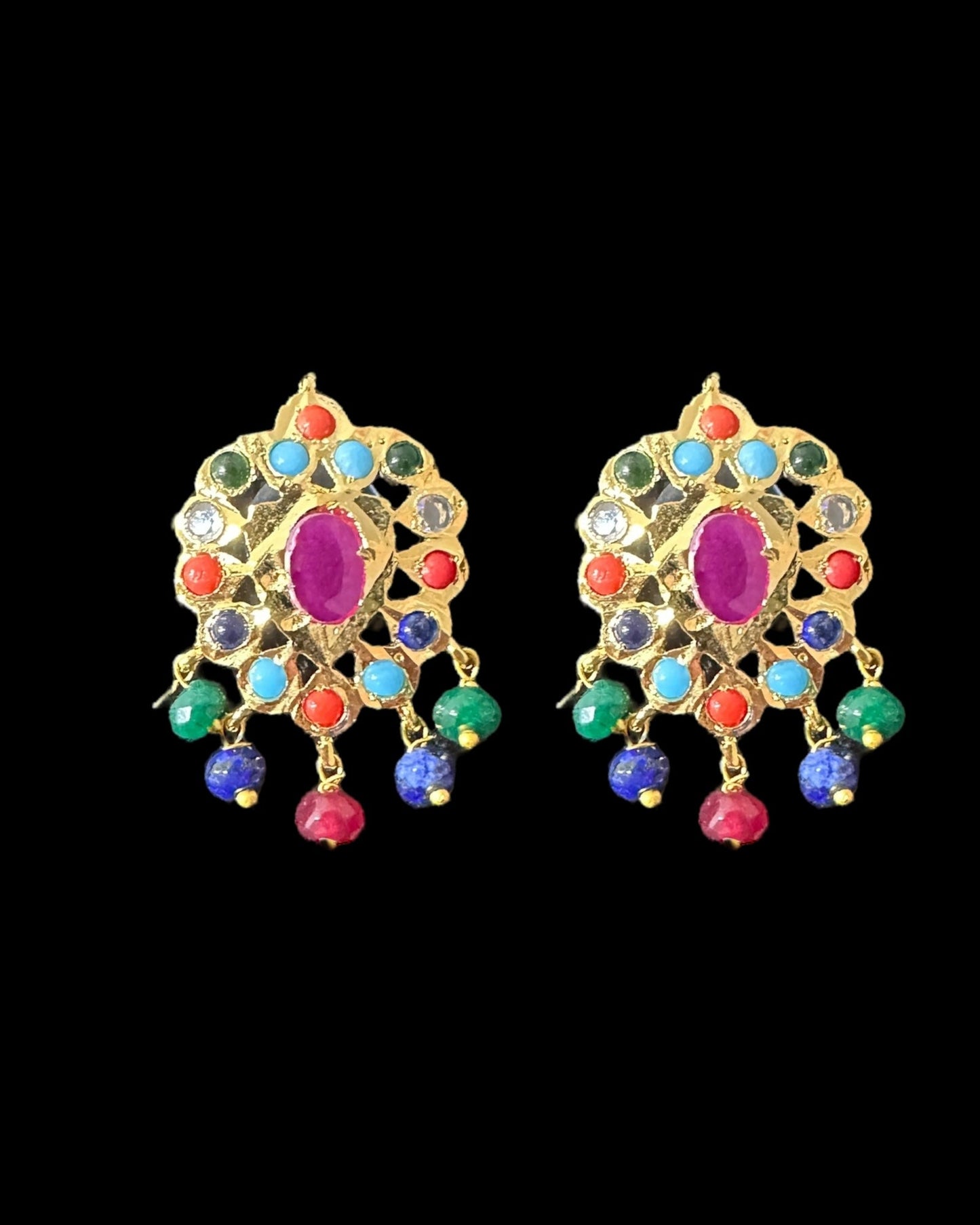 NS214 Meeraj necklace set ( navratan ) ( READY TO SHIP )