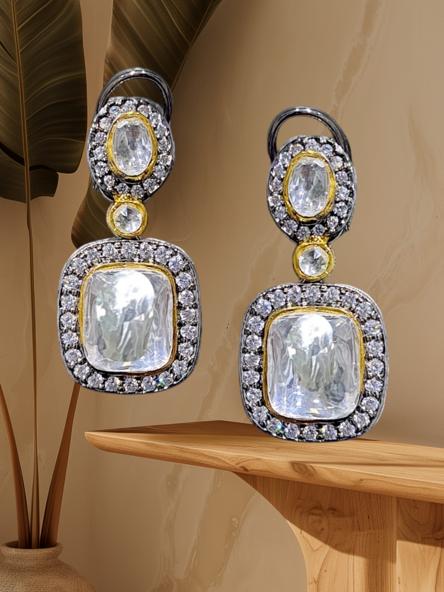 DER709 high quality polki jhumka ( READY TO SHIP)