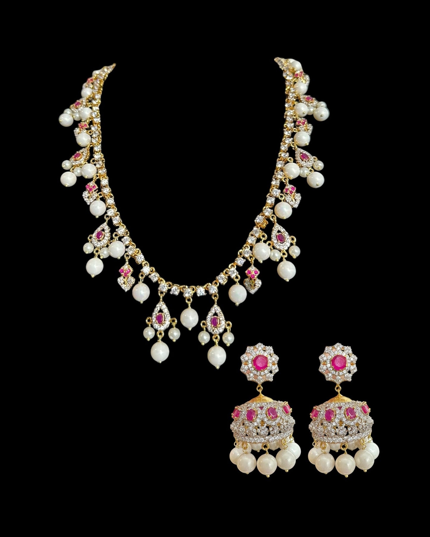 BR492 AMITA bridal set in ruby ( SHIPS IN 4 WEEKS )