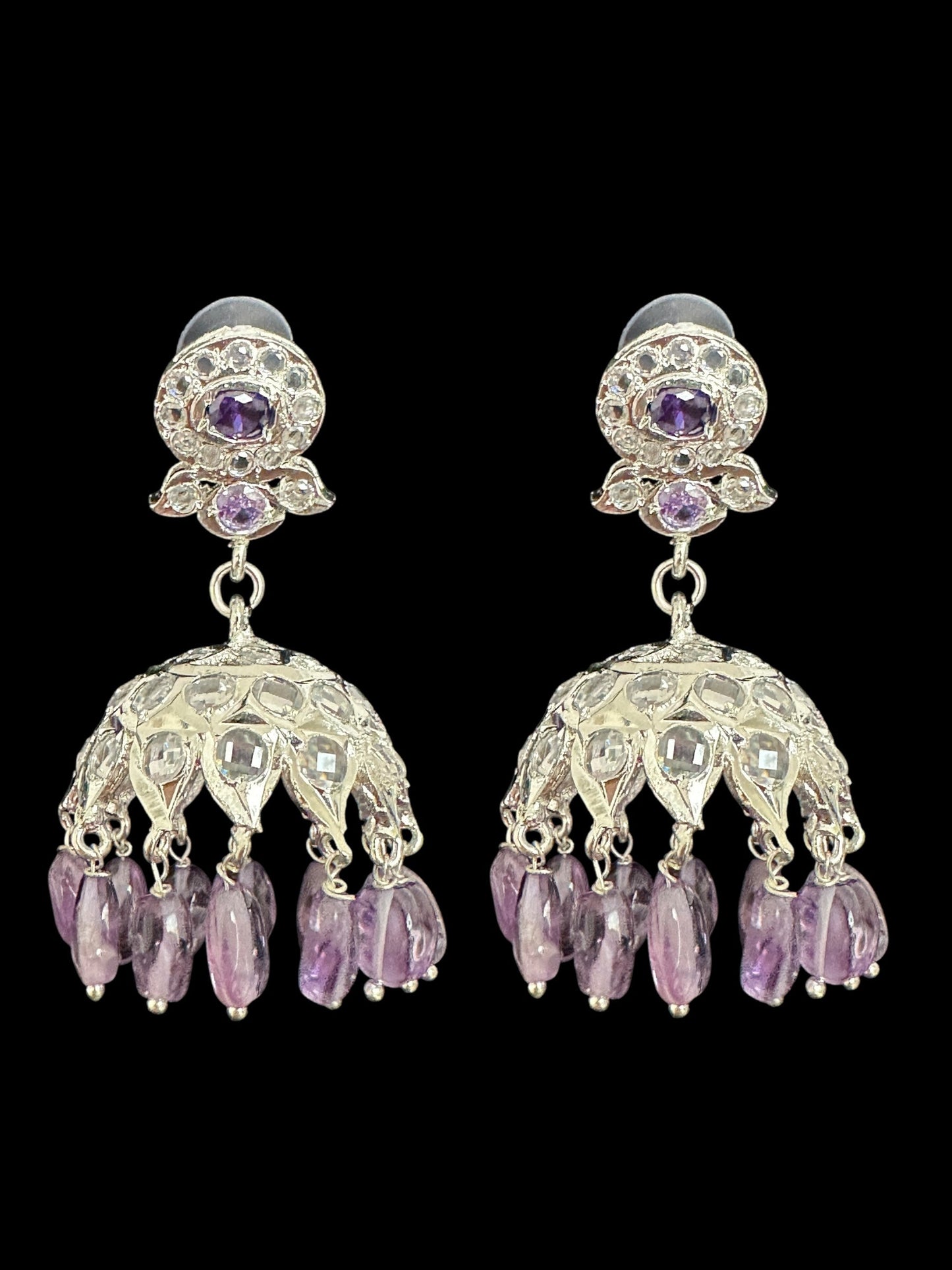 silver plated necklace with amethyst beads ( SHIPS IN 4 WEEKS )