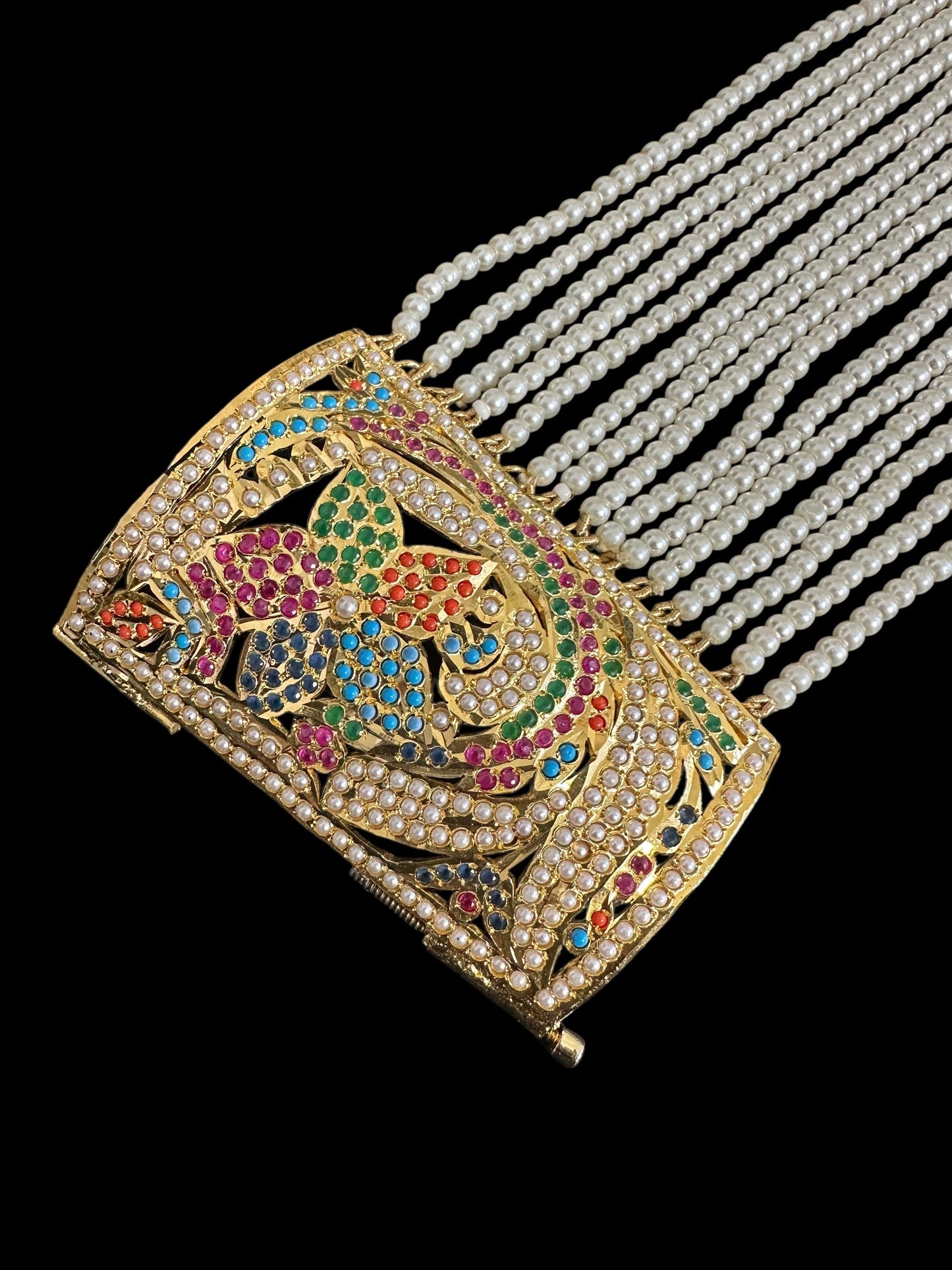 Jadau bahi / bracelet - multicolor / navratan ( SHIPS IN 3 WEEKS )
