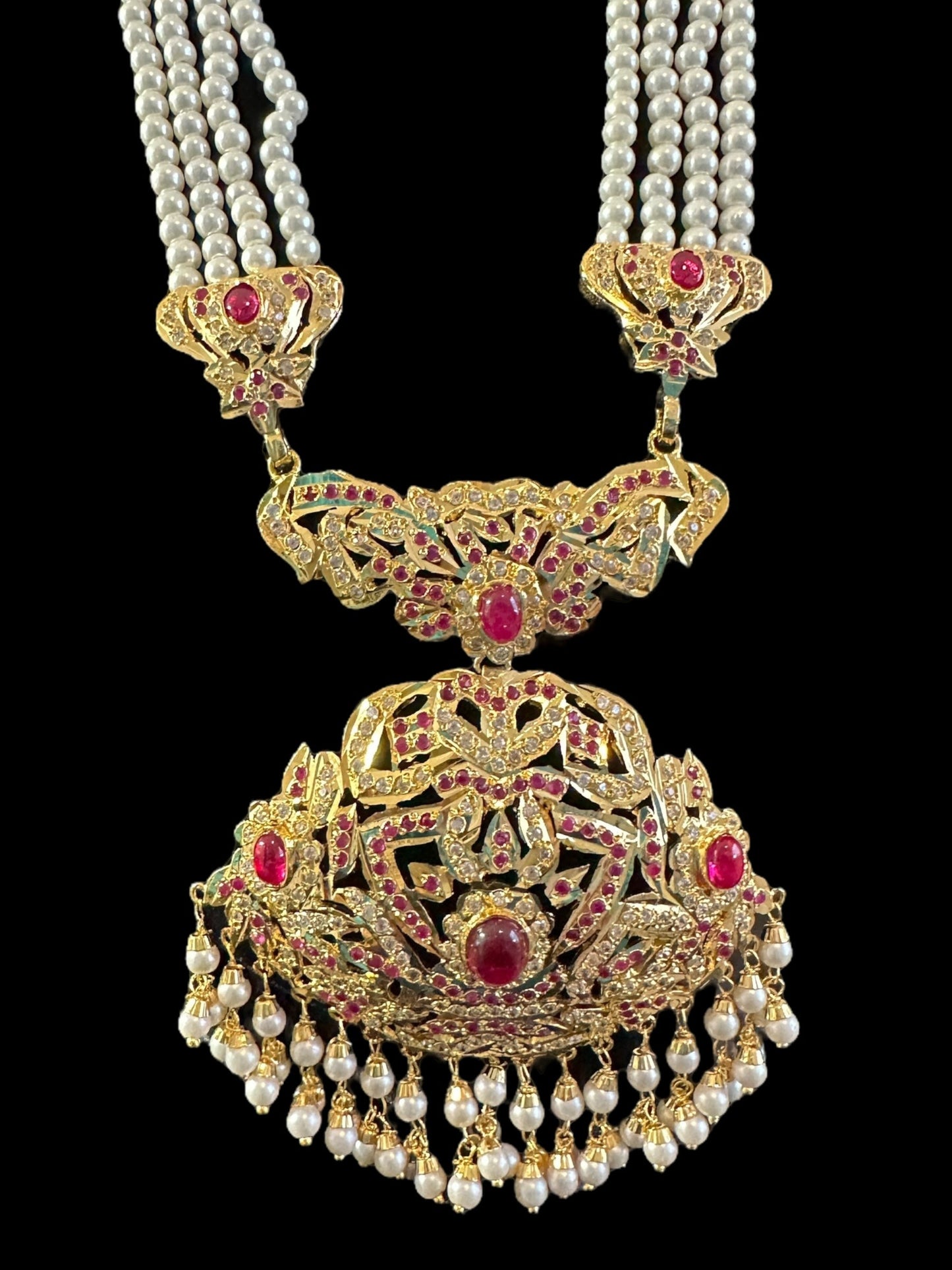 DLN115 Filza jadau rani haar in ruby wuth zircon ( READY TO SHIP )