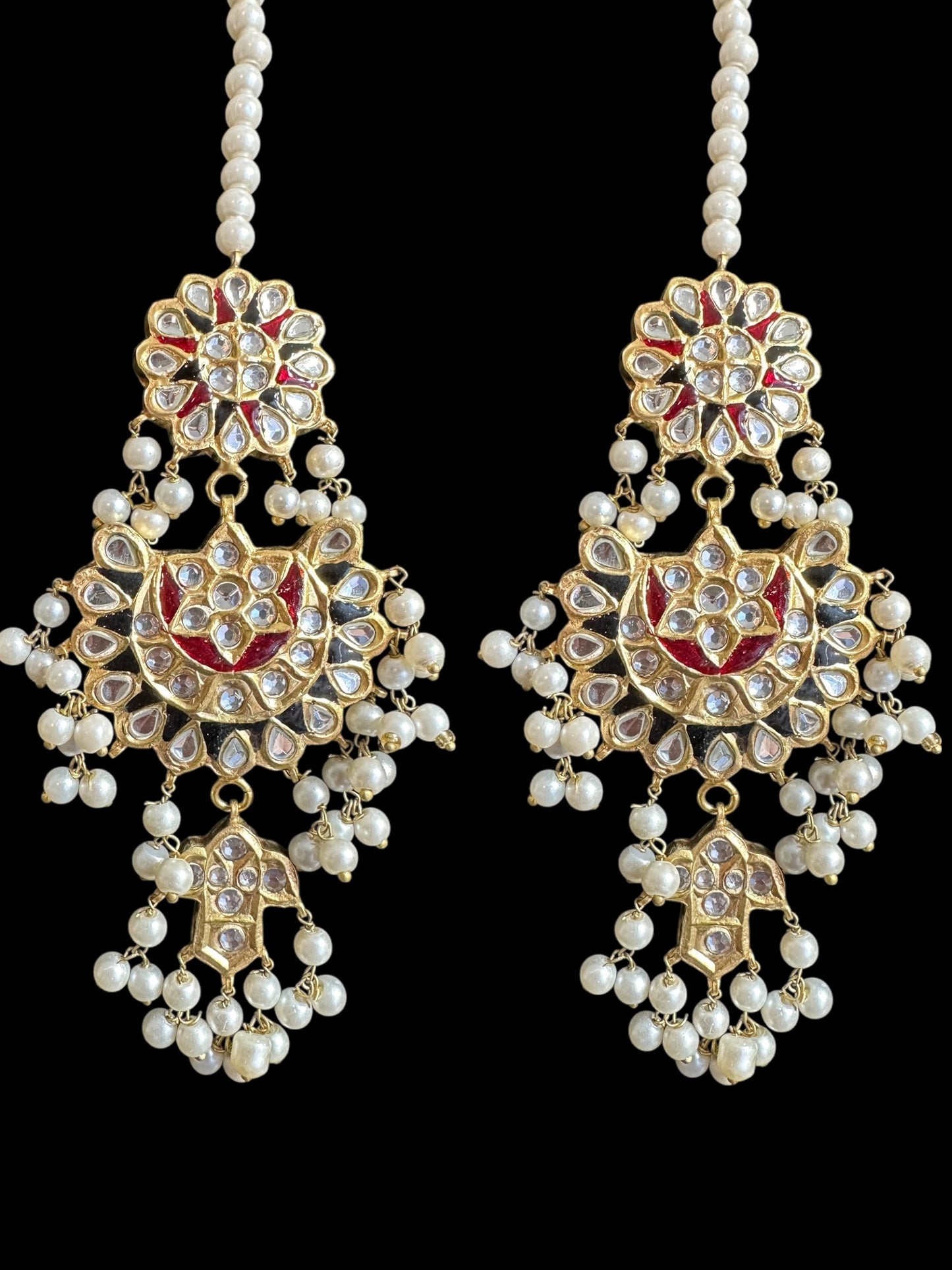 DER716 Maya dangler earrings with red and black meenakari (SHIPS IN 4 WEEKS )
