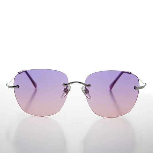 Rimless Ocean Colored Lens Women's Sunglass - Fancy