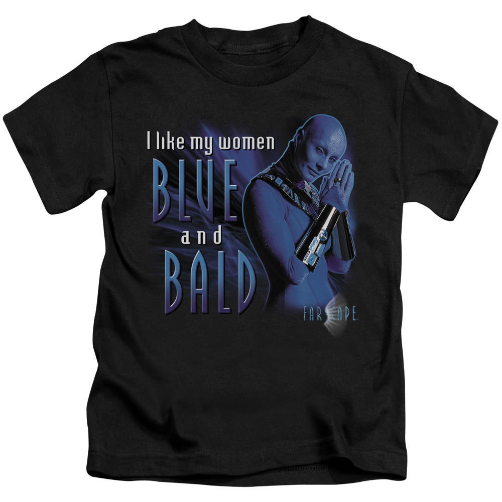 Farscape Blue and Bald Juvenile Kids Youth T Shirt Black