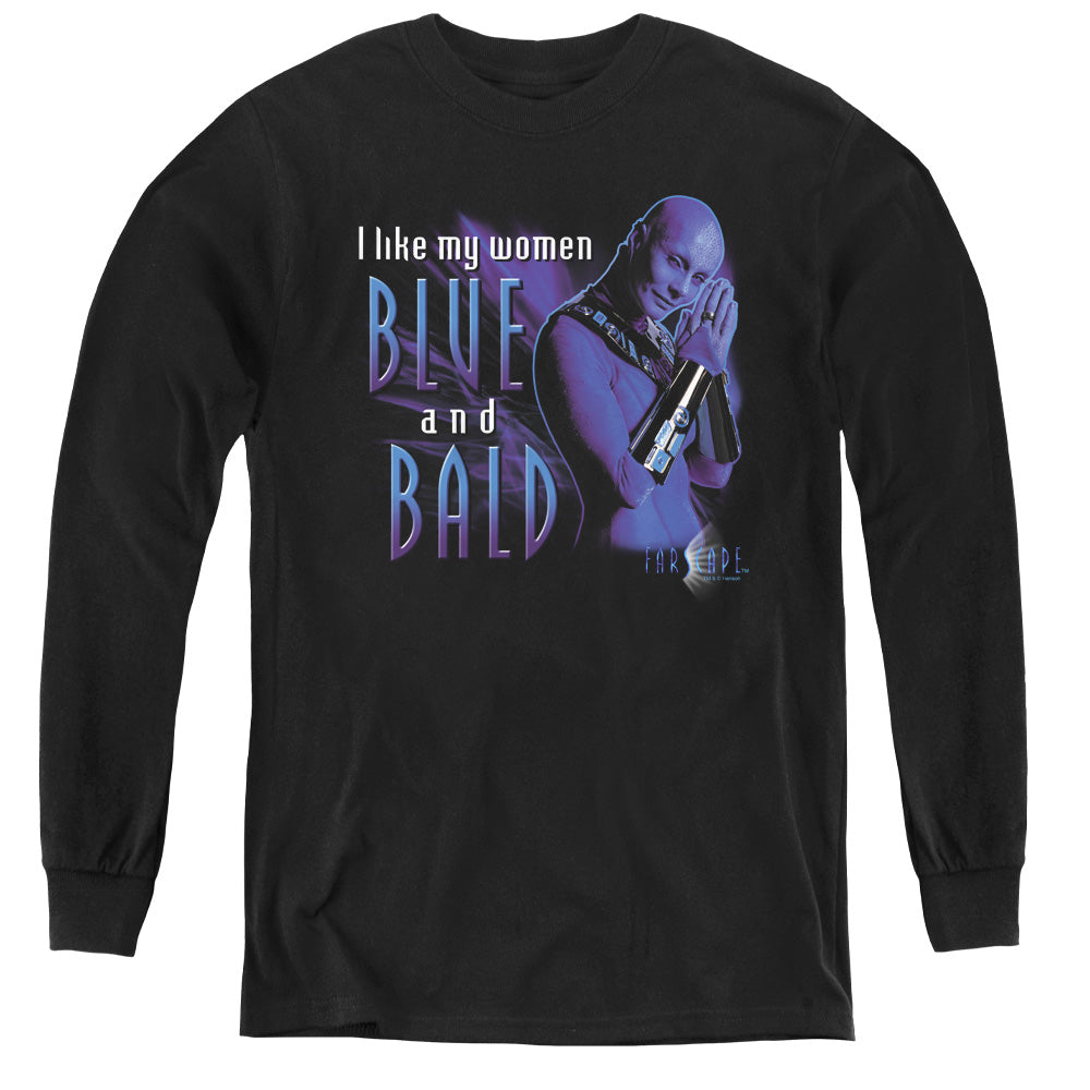 Farscape Blue and Bald Long Sleeve Kids Youth T Shirt Black