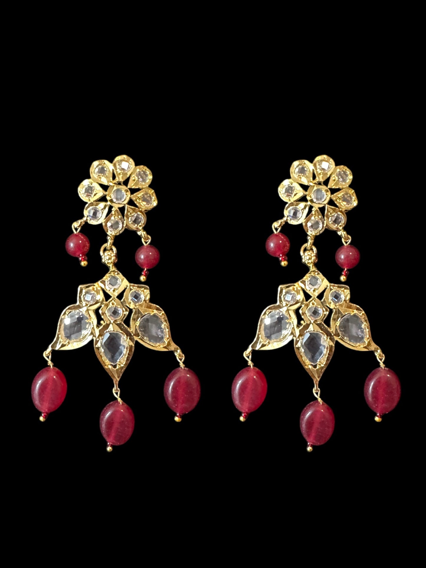 DLN105 Erica pathani haar with earrings in rubies ( READY TO SHIP )