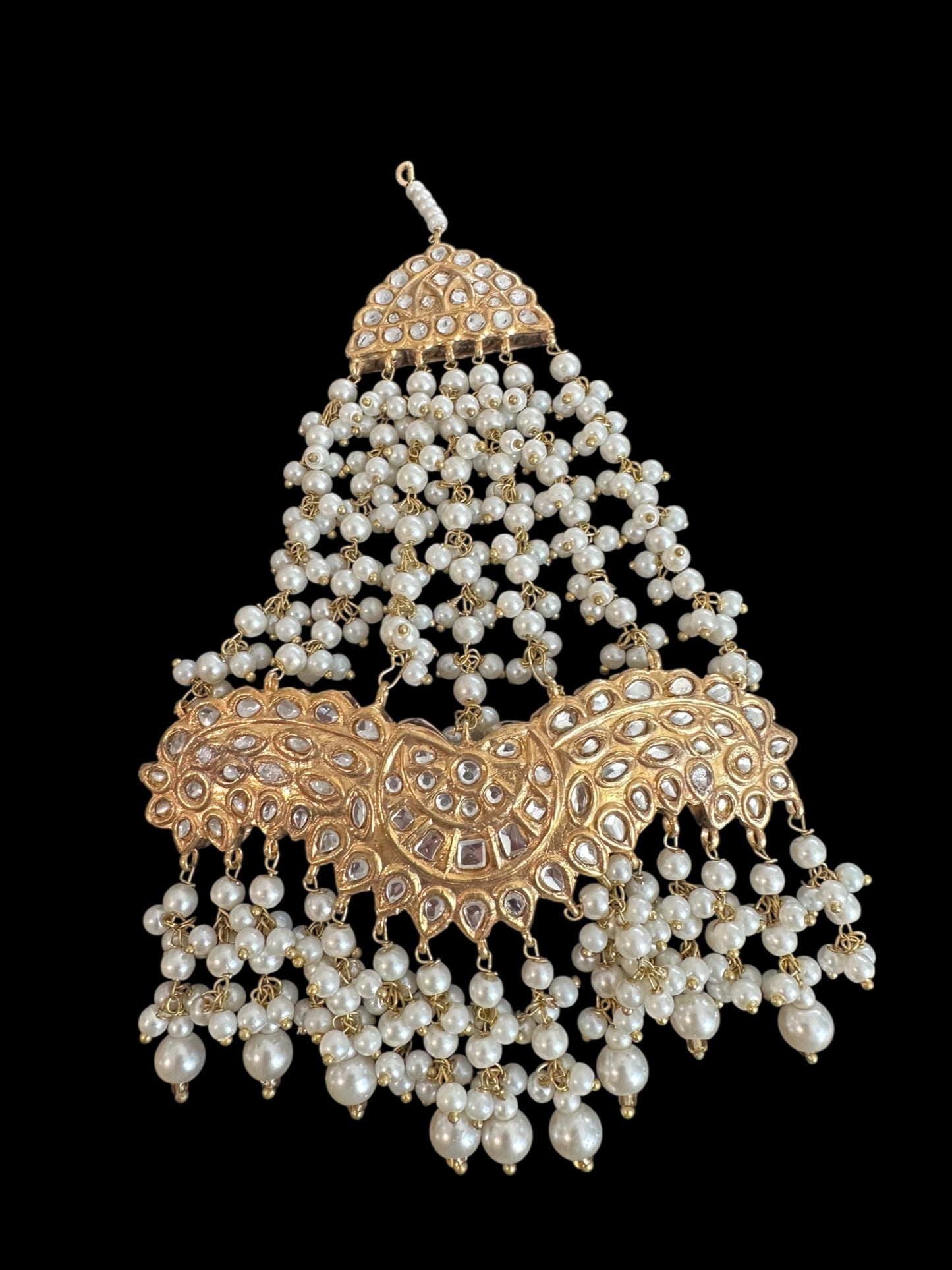 JTK34 kundan jhoomar tika with pearls ( READY TO SHIP )