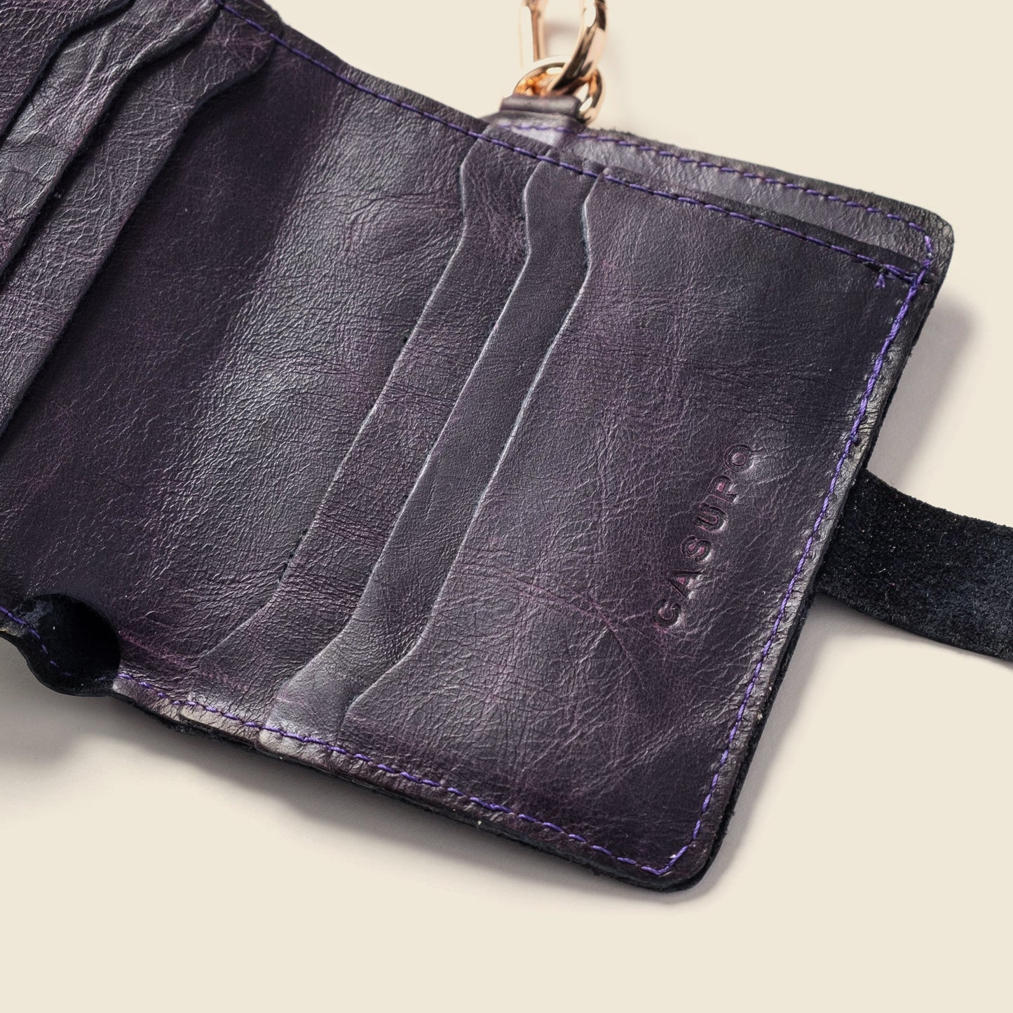 Wallet with Snap and Key Ring - Purple