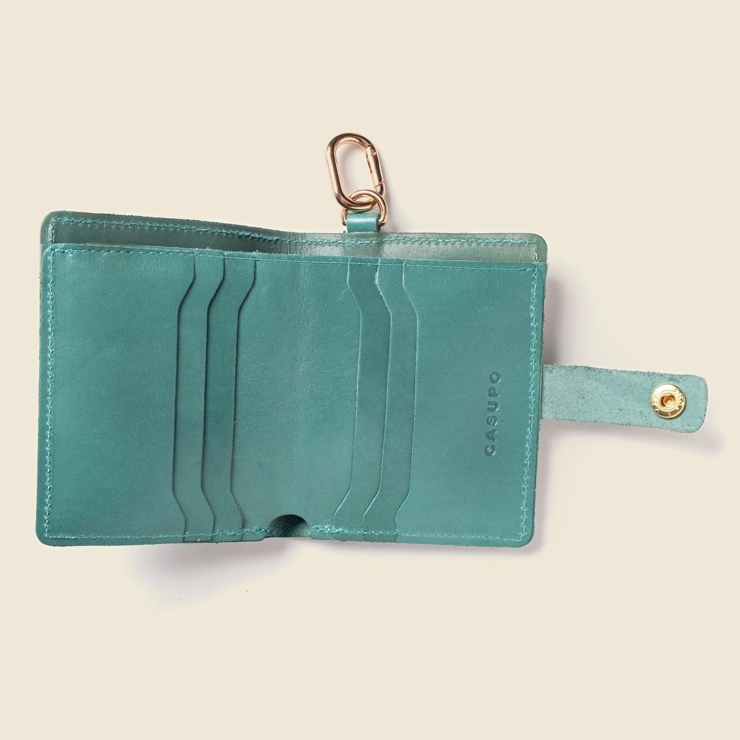 Wallet with Snap and Key Ring - Green