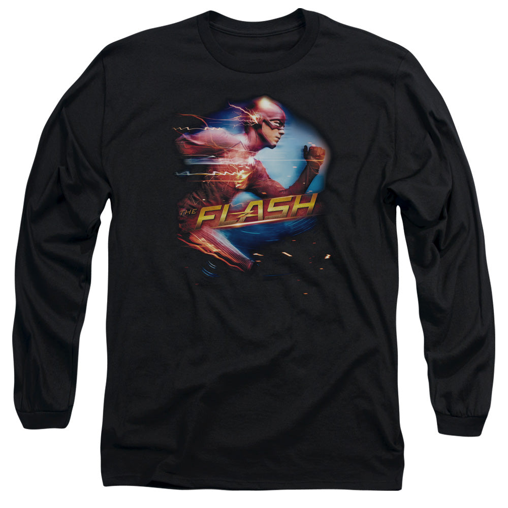 The Flash Fastest Man Mens Long Sleeve Shirt Black Officially Licensed