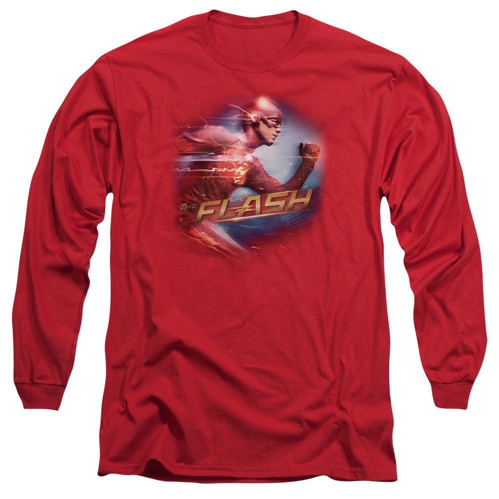 The Flash Fastest Man Mens Long Sleeve Shirt Red Officially Licensed