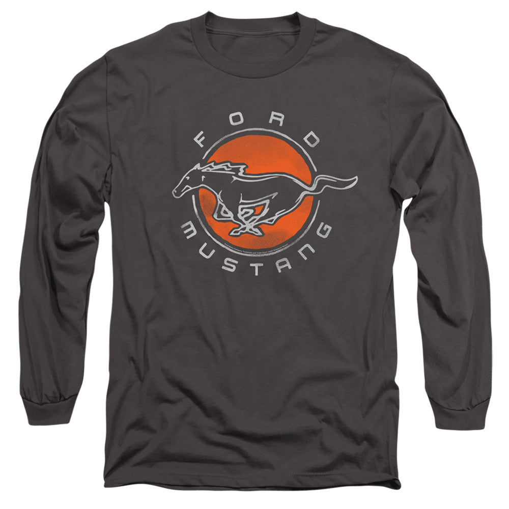 Ford Mustang Mustang Circle Mens Long Sleeve Shirt Charcoal Officially Licensed