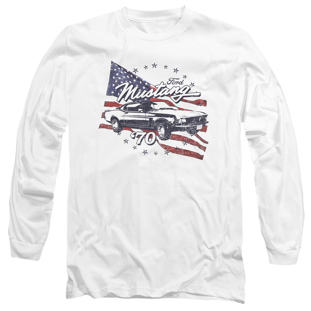 Ford Mustang 70 Mustang Mens Long Sleeve Shirt White Officially Licensed