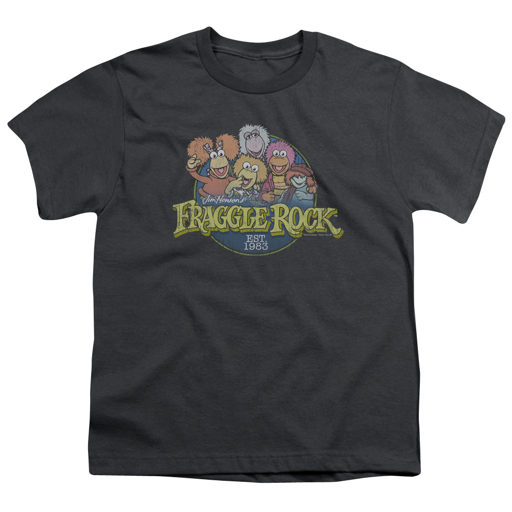 Fraggle Rock Circle Logo Kids Youth T Shirt Charcoal