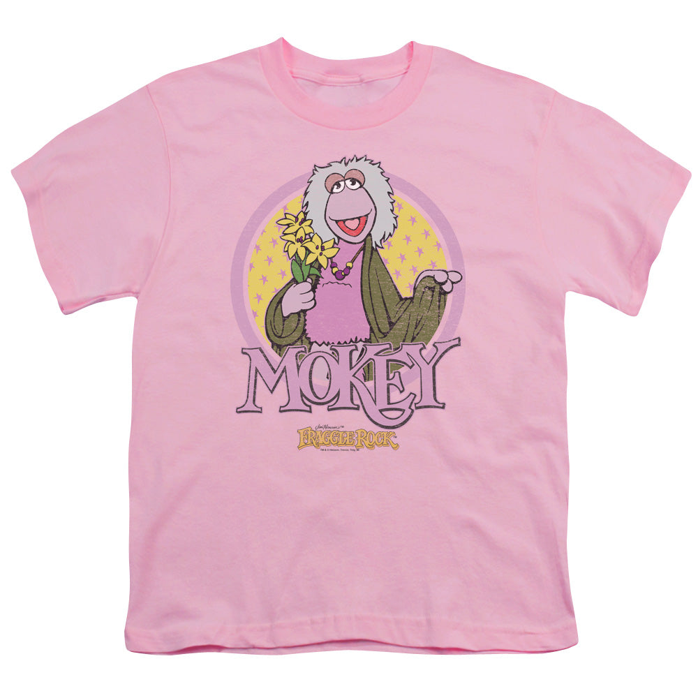 Fraggle Rock Mokey Circle Kids Youth T Shirt Pink